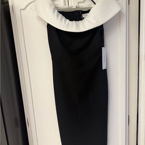 Calvin Klein Black and White Midi Dress